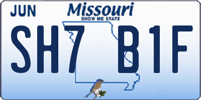 MO license plate SH7B1F