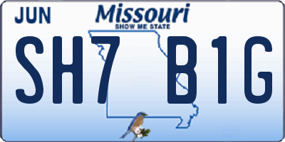 MO license plate SH7B1G