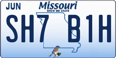 MO license plate SH7B1H