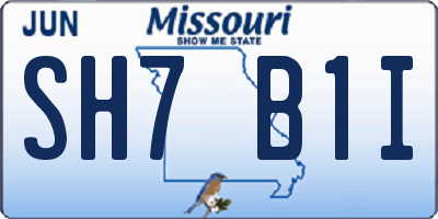 MO license plate SH7B1I