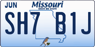MO license plate SH7B1J