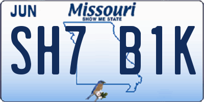 MO license plate SH7B1K