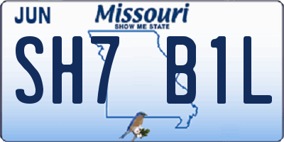 MO license plate SH7B1L