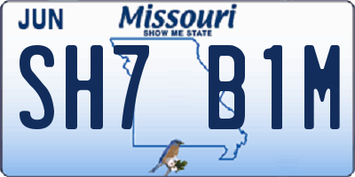 MO license plate SH7B1M