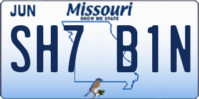 MO license plate SH7B1N