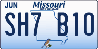 MO license plate SH7B1O