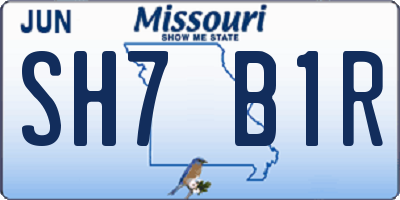 MO license plate SH7B1R