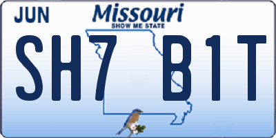 MO license plate SH7B1T
