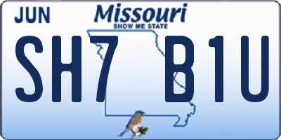 MO license plate SH7B1U