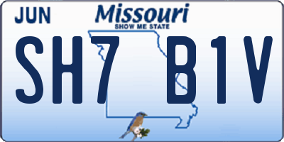 MO license plate SH7B1V