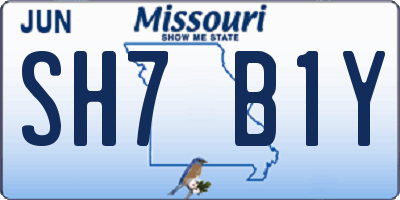 MO license plate SH7B1Y