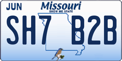 MO license plate SH7B2B