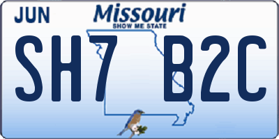 MO license plate SH7B2C