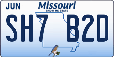 MO license plate SH7B2D