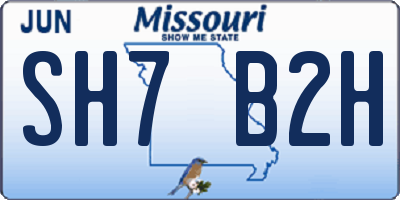 MO license plate SH7B2H