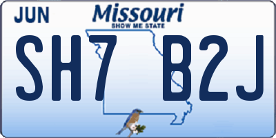 MO license plate SH7B2J
