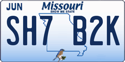 MO license plate SH7B2K