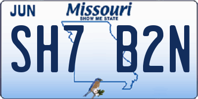 MO license plate SH7B2N