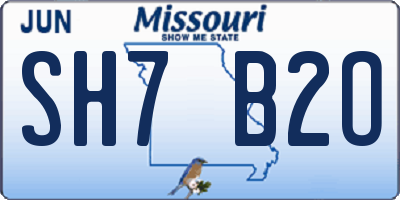 MO license plate SH7B2O