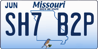 MO license plate SH7B2P