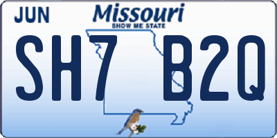MO license plate SH7B2Q