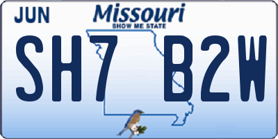 MO license plate SH7B2W