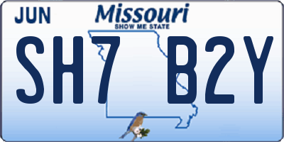 MO license plate SH7B2Y