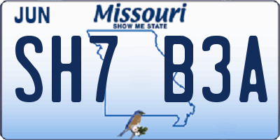 MO license plate SH7B3A