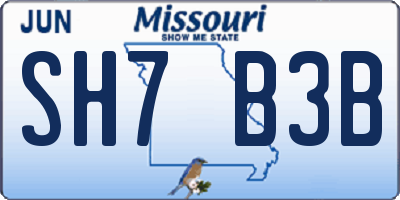 MO license plate SH7B3B