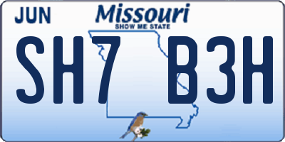 MO license plate SH7B3H