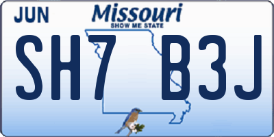 MO license plate SH7B3J