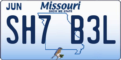 MO license plate SH7B3L