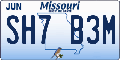 MO license plate SH7B3M