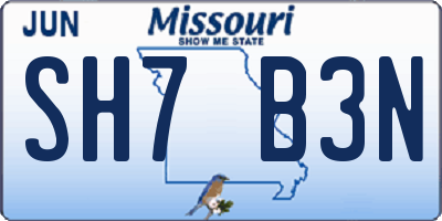MO license plate SH7B3N