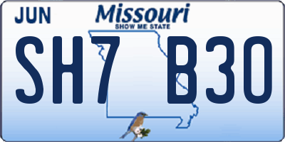 MO license plate SH7B3O