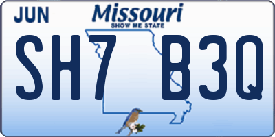 MO license plate SH7B3Q