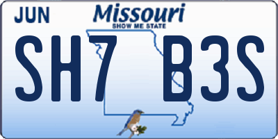MO license plate SH7B3S