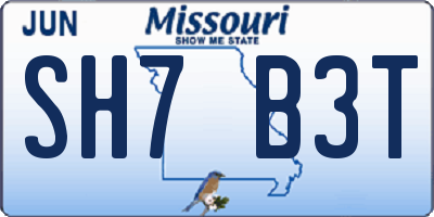 MO license plate SH7B3T