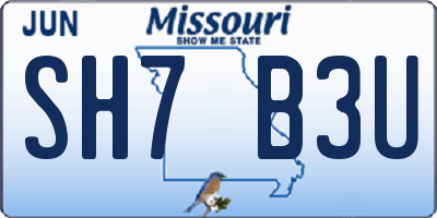 MO license plate SH7B3U