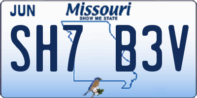 MO license plate SH7B3V