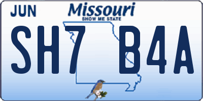 MO license plate SH7B4A
