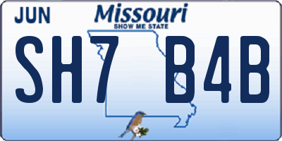 MO license plate SH7B4B