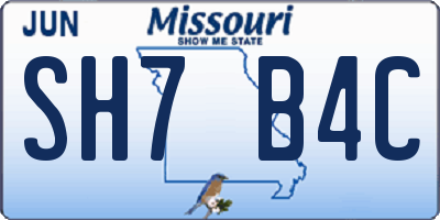 MO license plate SH7B4C