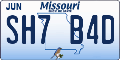 MO license plate SH7B4D
