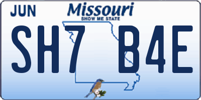 MO license plate SH7B4E