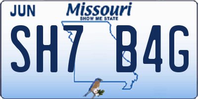 MO license plate SH7B4G