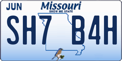 MO license plate SH7B4H