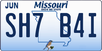 MO license plate SH7B4I