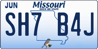 MO license plate SH7B4J