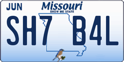 MO license plate SH7B4L